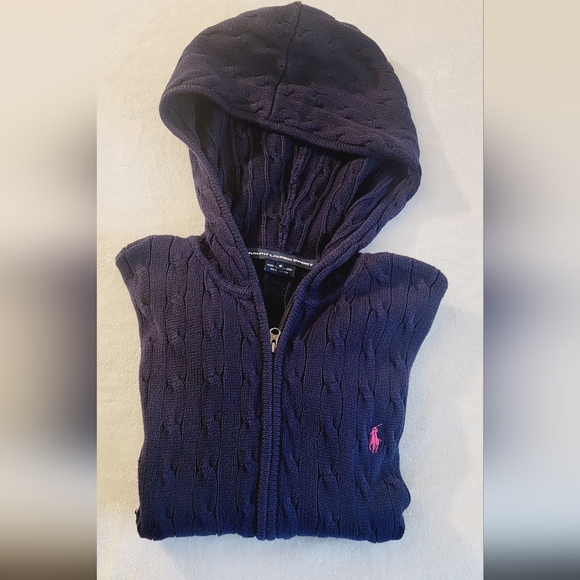 Ralph lauren Knit zip up hoodie.Navy blue - Picture 2 of 4